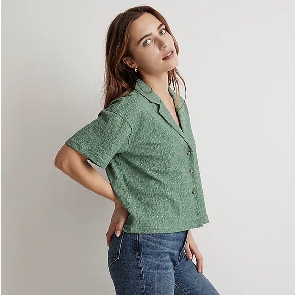 Madewell Crinkle Knit Button Front Top - M - Picture 7 of 9